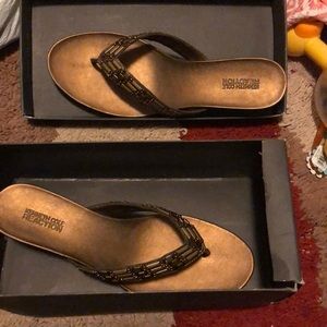 Beautiful wedge sandals with bead accents